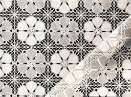 Клеёнка ажурная без основы "Lace" Цветок white\beige\grey белая/бежевая/серая шир.1,32м