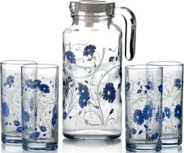 Набор для напитков стекло "Серенейд Блю": Кувшин 1,3л + 4стакана 200мл "Pasabahce"