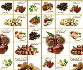 Клеёнка на неткан.основе "Dekorama" "Орехи" белом шир.1,40м