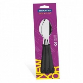 Набор столовых приборов нерж.-ложки чайные 3шт TRAMONTINA NewKolor пл.р.Черн.
