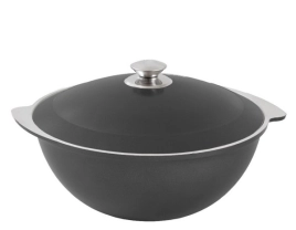 Казан алюм. литой 7,0л Черный d верха-330мм, d дна-121мм, мет.крышка Kukmara к70д