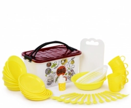 Набор посуды пластм. в контейнере 35предм./6перс. "Гурман"