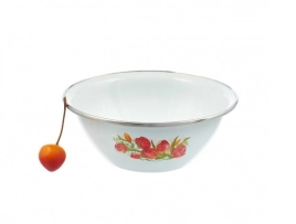 Миска эмалированная 0,6л d160мм обод нерж., с деколью