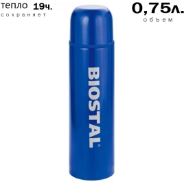 Термос нерж."Биосталь" 0,75л Узк.горло "FLЁR" Синий