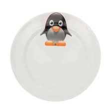 Тарелка фарфор. мелкая d17см с рис."Пингвинчики", ф."Идиллия"