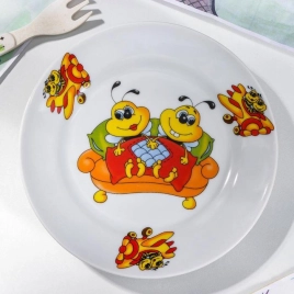 Тарелка фарфор. мелкая d17см с рис."Пчелы", ф."Идиллия"