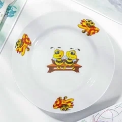 Тарелка фарфор. мелкая d20см с рис."Пчелы", ф."Идиллия"