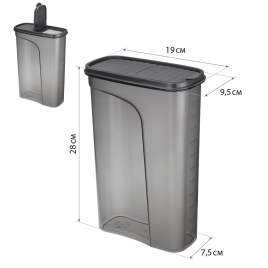 Банка для продуктов пластм. 3,0л 95x190x280мм "Бест" Прозрачная