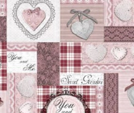 Клеёнка на неткан.основе "Dekorama" "Сердечки и кружева" на розовом шир.1,40м *20м