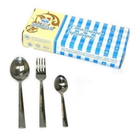 Набор столовых приборов нерж. 18пр./6перс. "Уралочка" подар. картон. коробка