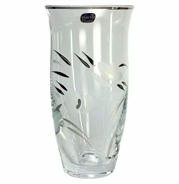 Ваза д/цветов стеклянная "BOHEMIA" "Серебряные лепестки" выс.230мм