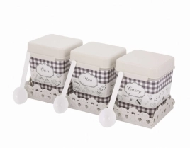 Набор емкостей для сыпучих прод. пластм. 3х 1,2л "Плетенка" на подставке