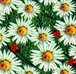 Клеёнка на ткан.основе КОЛОРИТ "Ромашковая поляна" на зелен. шир.1,25м *25м