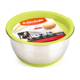 Миска нерж. 1,4л 16*9,5см силикон. крышка и дно, цвет миксv