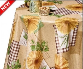 Клеёнка на неткан.основе "Dekorama" "Желтые герберы" на бежевом шир.1,40м