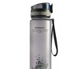 Бутылка д/воды пласт. "Active life" 0,6л с нескольз.покр. Серый