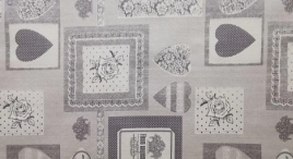 Клеенка хлопковая De Rosa с тефлоновой пропиткой Сердечки на сером 1.37