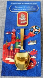 Ложка чайная нерж. с Декором и чеканкой, Золот., на Подарочн.блистере (Забивака)