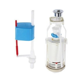 Арматура бачка (КОМПЛЕКТ) двойная кнопка/хром, нижняя