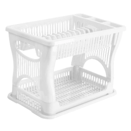 Сушилка для посуды пластм. 2-х ярусная 420x290x290мм Белый