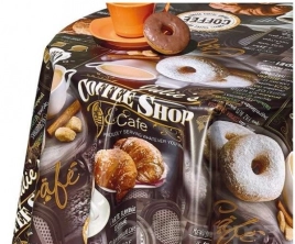 Клеёнка на неткан.основе "Dekorama" "Кафе-кондитерская" серо-коричневая шир.1,40м