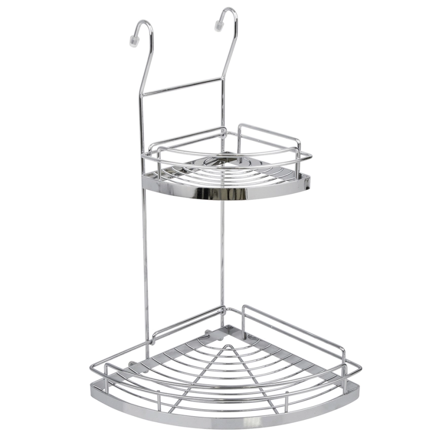 Полка навесная д/рейлинга d16мм металл. хромир. Угловая 2-х яр. 23х23см фото 1