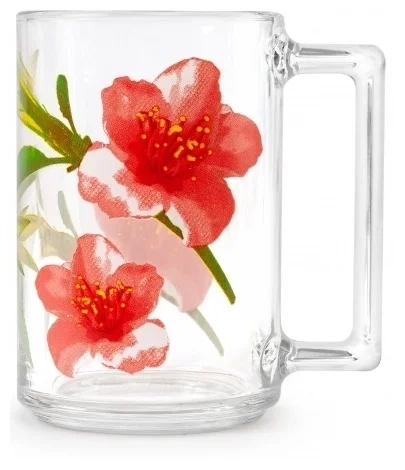 Кружка стекло Luminarc "Fitness" 320мл цветы микс фото 1
