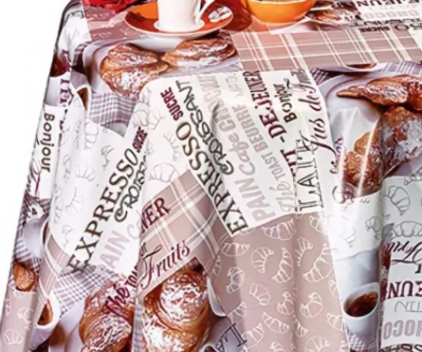 Клеёнка на неткан.основе "Dekorama" "Кофейные мотивы на бежевой клетке" шир.1,40м фото 1