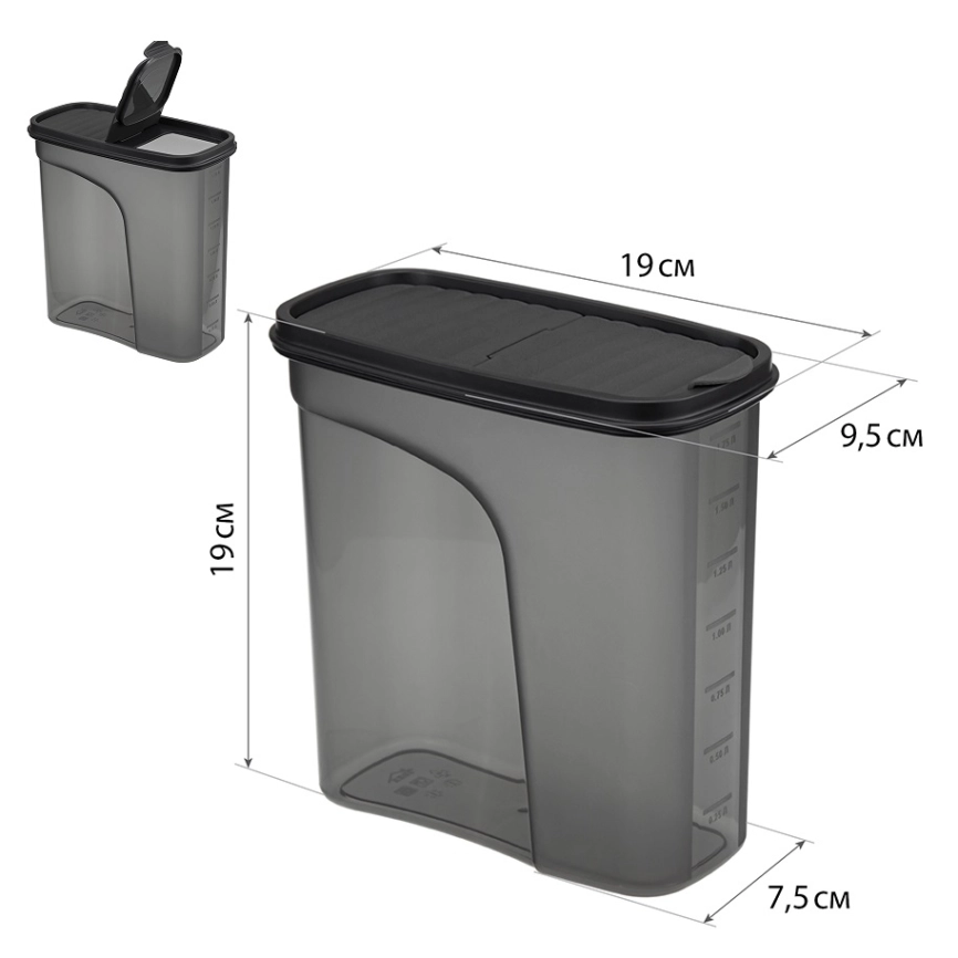 Банка для продуктов пластм. 2,0л 95x190x190мм "Бест" Прозрачная фото 1