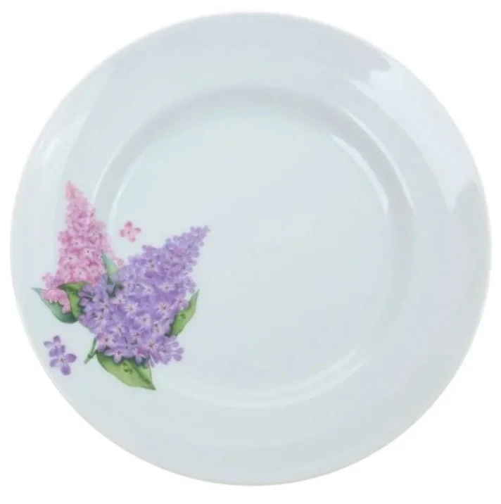 Тарелка фарфор. мелкая d17см с рис."Сирень", ф."Идиллия" фото 1