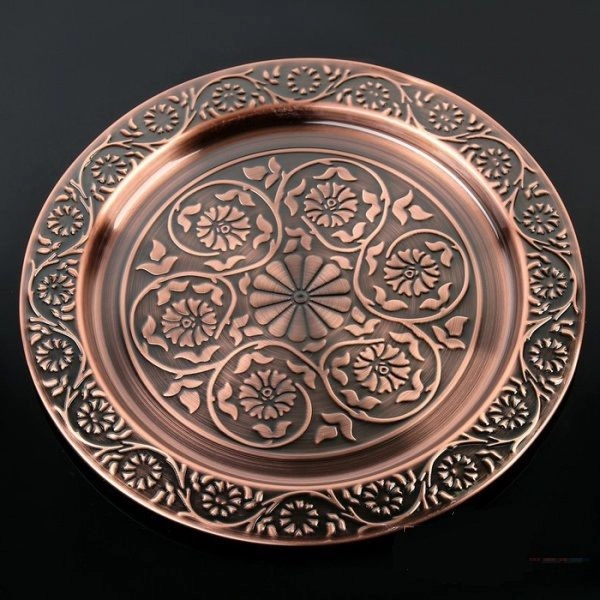 Поднос нерж. сталь "Султан.Бронза" 34 см круглый фото 1