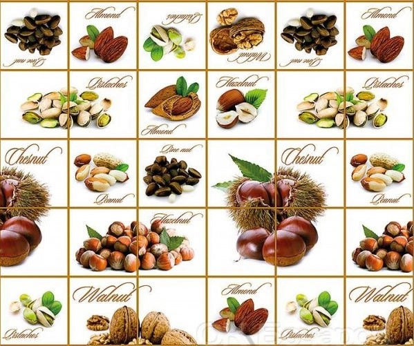 Клеёнка на неткан.основе "Dekorama" "Орехи" белом шир.1,40м фото 1