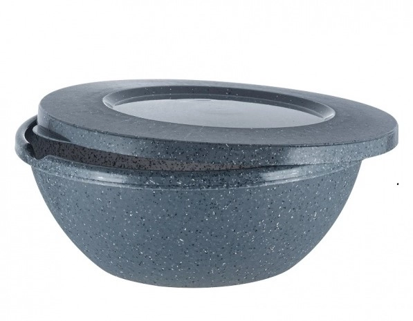 Миска пластм. с крышкой "Stone" 3л 284х264х103мм Темный камень фото 1