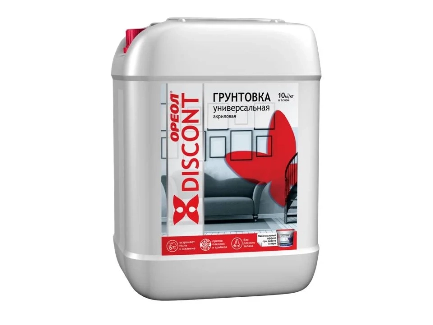 Грунтовка акриловая для внутренних и наружных работ 10 кг Ореол Дисконт с антисептиком фото 1