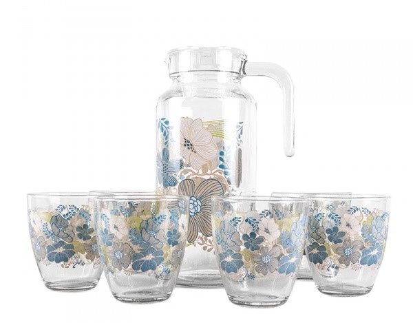 Набор для напитков стекло "Дрим Блю": Кувшин 1,3л + 6 стаканов 285мл "Pasabahce" фото 1