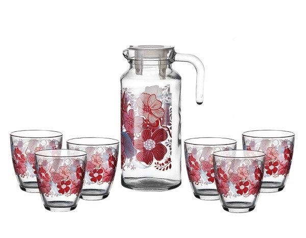 Набор для напитков стекло "Дрим Рэд": Кувшин 1,3л + 6 стаканов 285мл "Pasabahce" фото 1