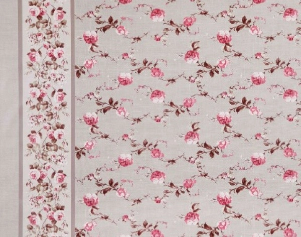 Клеёнка на неткан.основе МАЖОР "Розочки" на сером шир.1,35м фото 1