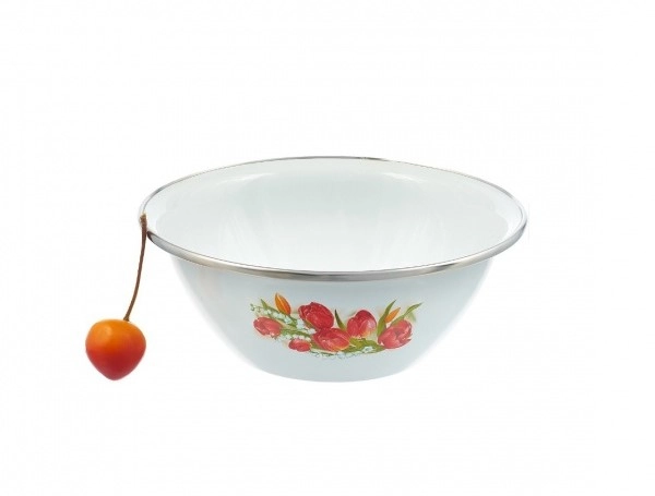 Миска эмалированная 0,6л d160мм обод нерж., с деколью фото 1