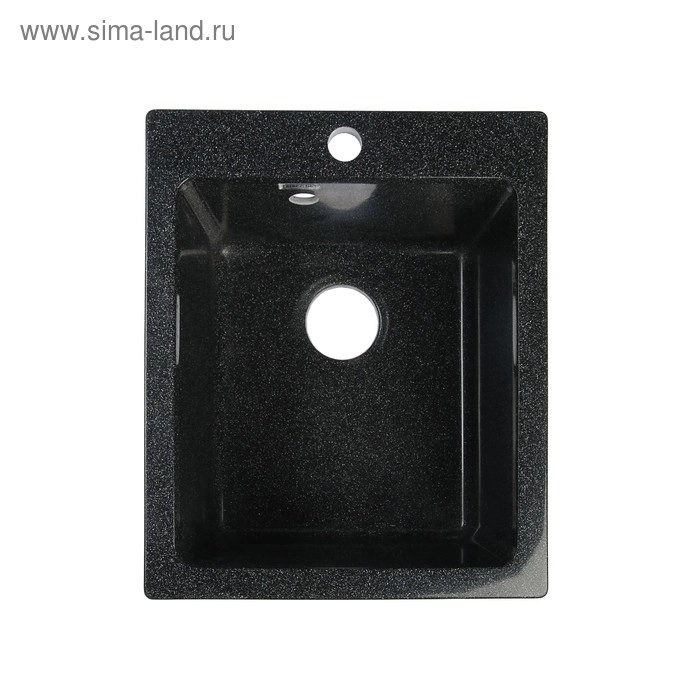 Мойка из искусственного камня квадратная черная глянцевая Линди Z8Q4 (500х425х195) фото 1