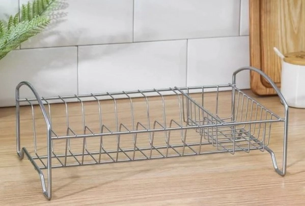 Сушилка для посуды настольная металл. хромир. 350х135х210мм "Мини" с карманом Без поддона фото 1