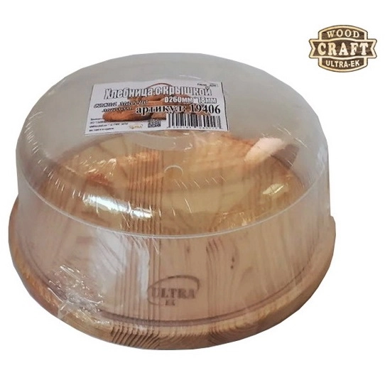 Хлебница деревянная круглая с пластм.крышкой фото 1