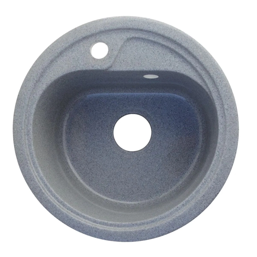 Мойка из искусственного камня круглая серая глянцевая AG1C3 450*190мм AGATA фото 1
