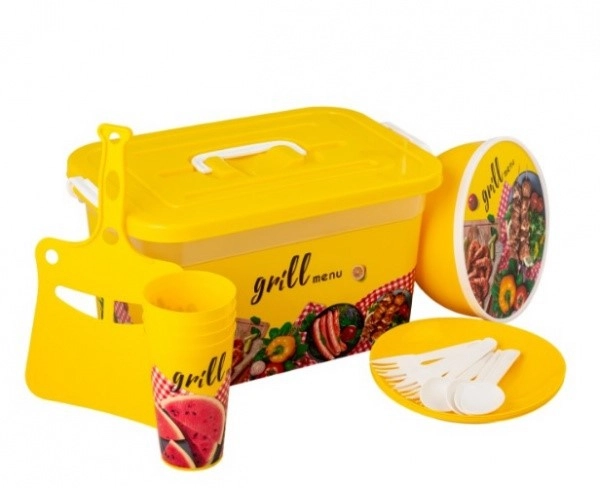 Набор посуды пластм. в контейнере 19 предм./4перс. "GRILL MENU" фото 1