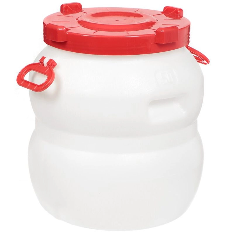 Бочка пластм. 50л с винт. крышкой, с навесн. и углубл. ручк., горл.д.330мм, белая ("Радиан") фото 1