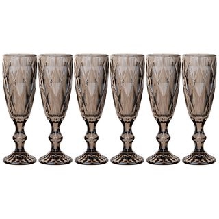 Набор бокалов стекло "Ромбо" 6шт 150мл дымчатые, д/шампанского фото 1