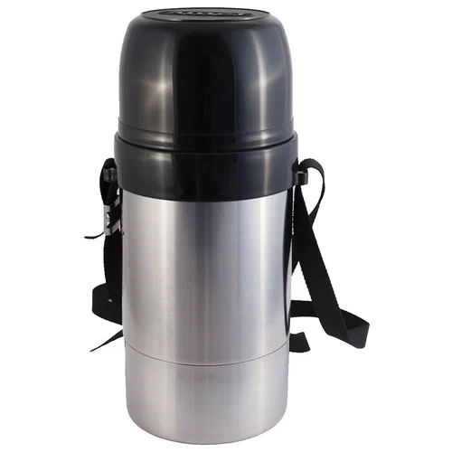 Термос нерж. "АМЕТ" 0,5л "Дорожный" Универс.:Узкое/Широкое горло, с ремнем фото 1