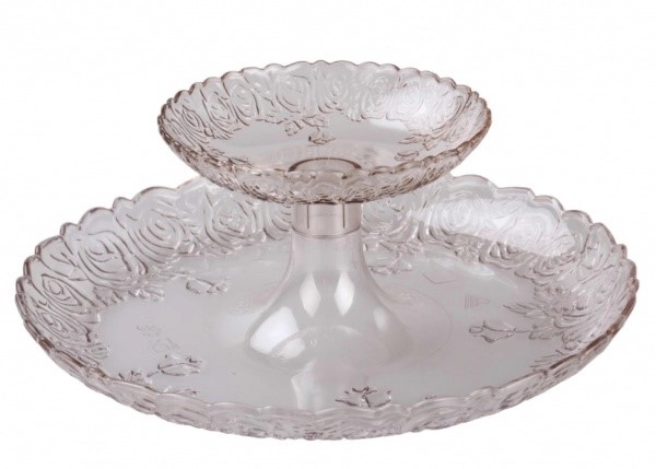 Ваза пластм. 2-х ярусная "Изобилие" 335х335х130мм прозрачная фото 1