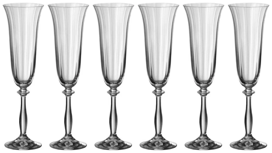 Набор бокалов стекло "BOHEMIA" "Анжела" 6шт 190мл д/шамп. фото 1