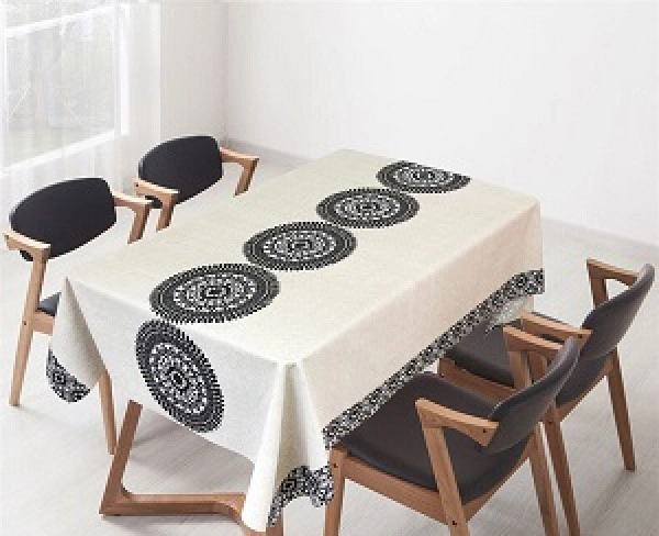 Клеенка хлопковая De Rosa с тефлоновой пропиткой TF-65B Круги на белом 1.37 фото 1