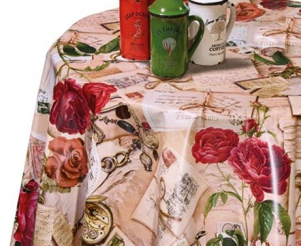 Клеёнка на неткан.основе "Dekorama" "Розы на бежевом" шир.1,40м фото 1